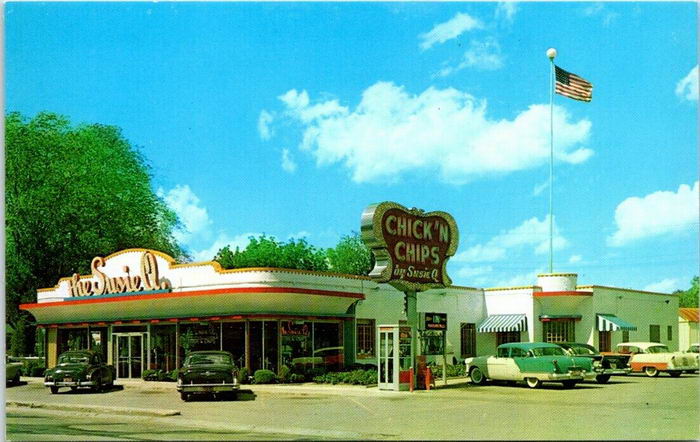 Susie-Q Chick N Chips - Old Postcard (newer photo)